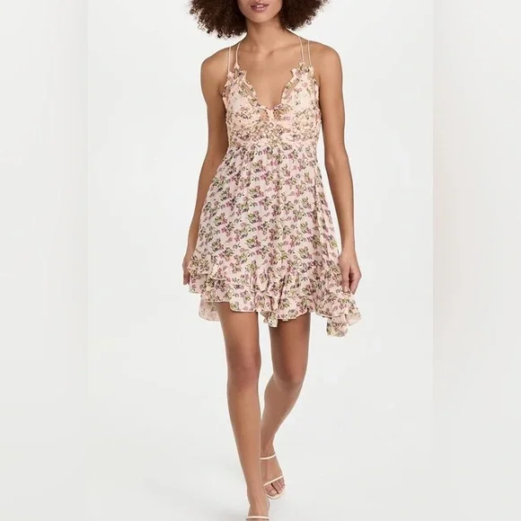 Free People Women's Adella Printed Mini Slip Dress large​​​ - Picture 7 of 15